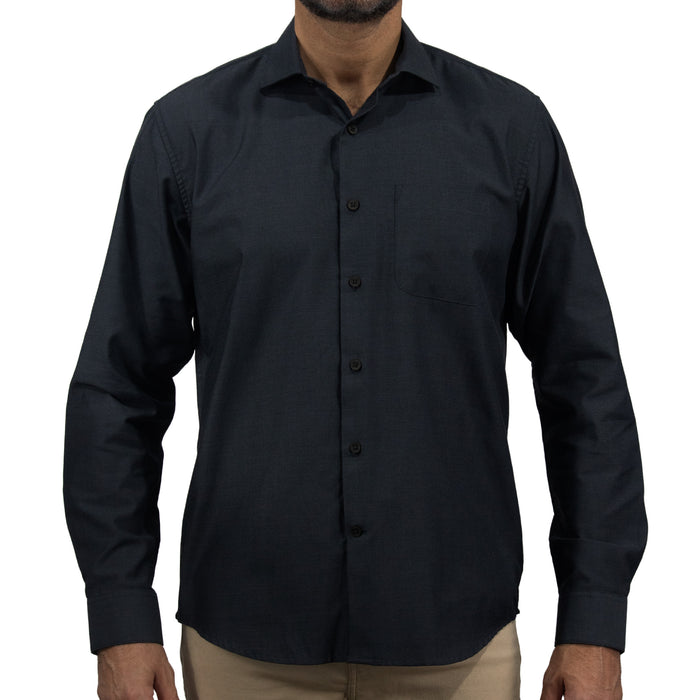 Camisa Lisa Negra con Manga Larga 100% Algodón 2509180