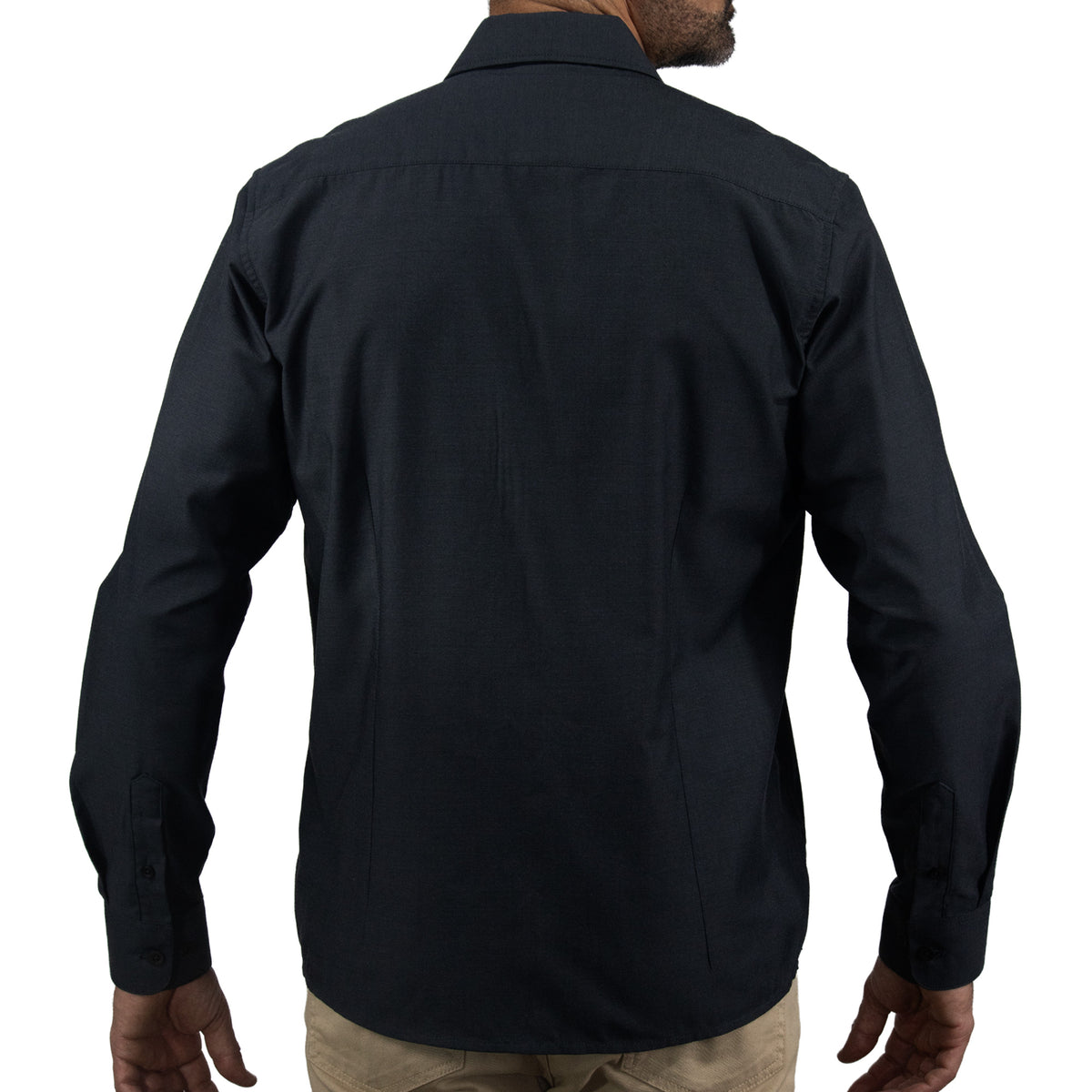 Camisa Lisa Negra con Manga Larga 100% Algodón 2509180