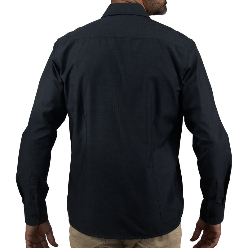 Camisa Lisa Negra con Manga Larga 100% Algodón 2509180