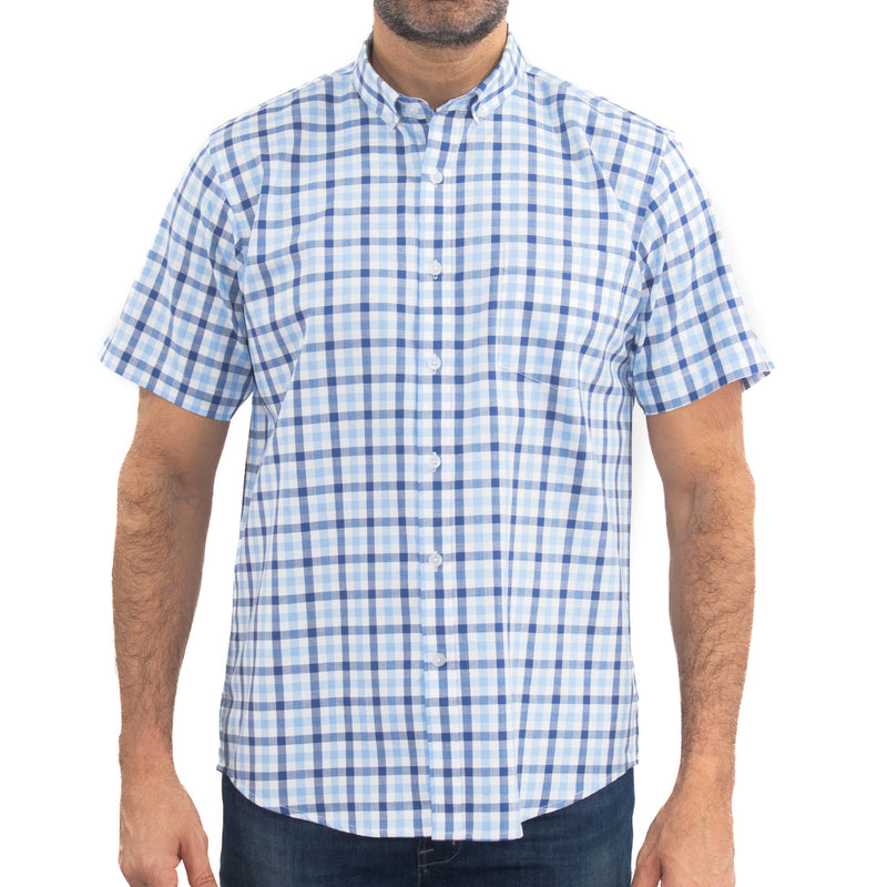 Camisa de Cuadros Azul con Manga Corta 100% Algodón 2509186