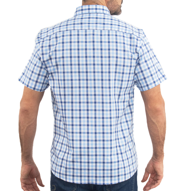 Camisa de Cuadros Azul con Manga Corta 100% Algodón 2509186