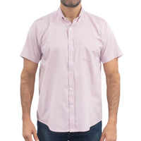 Camisa de Bambú Lisa en Rosa con Manga Corta 100% Algodón 2509187
