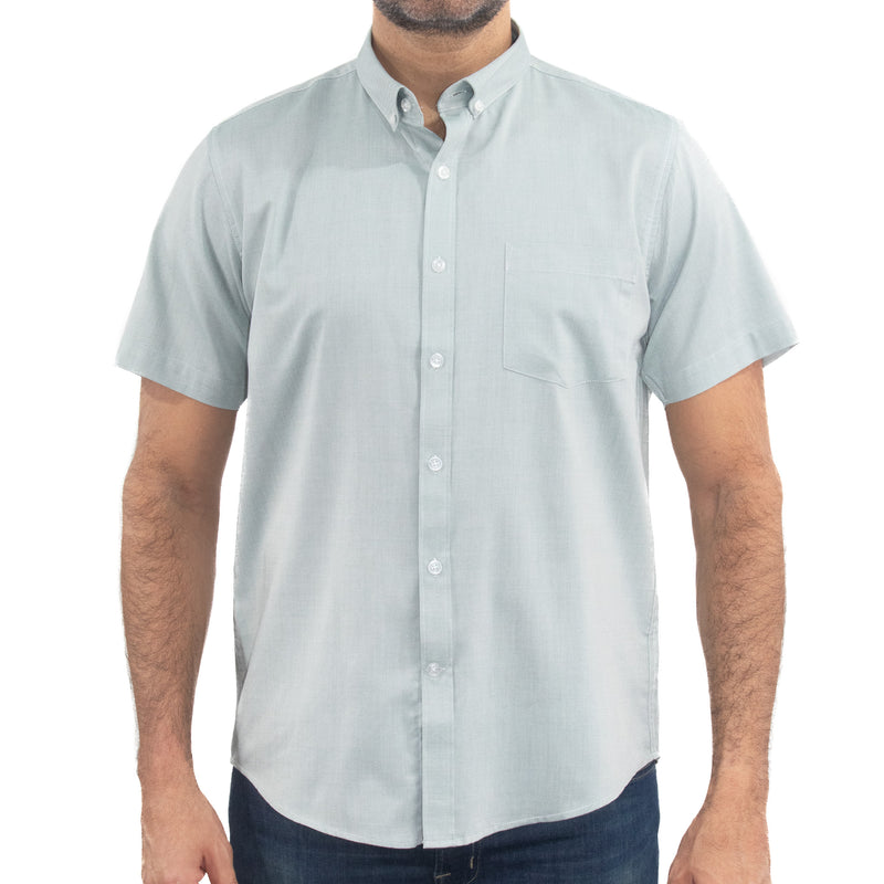 Camisa de Bambú Lisa en Verde con Manga Corta 100% Algodón 2509188