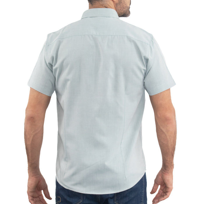 Camisa de Bambú Lisa en Verde con Manga Corta 100% Algodón 2509188