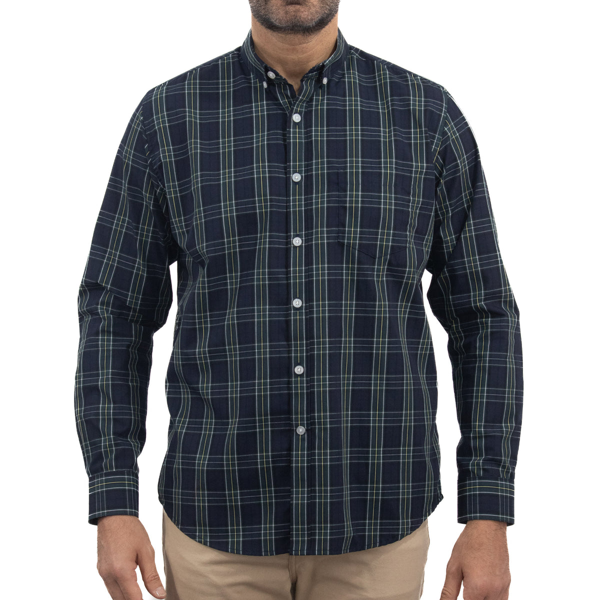 Camisa Azul de Cuadros Manga Larga 2509190