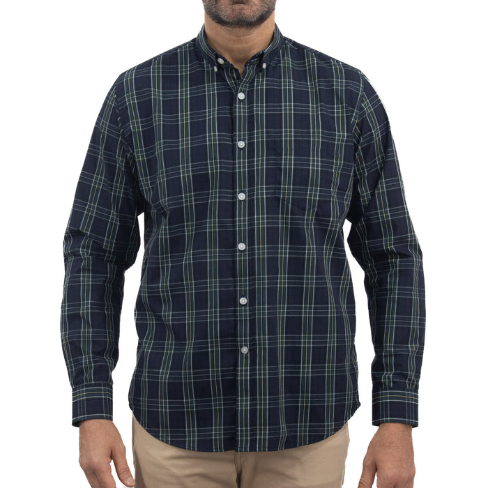 Camisa Azul de Cuadros Manga Larga 2509190