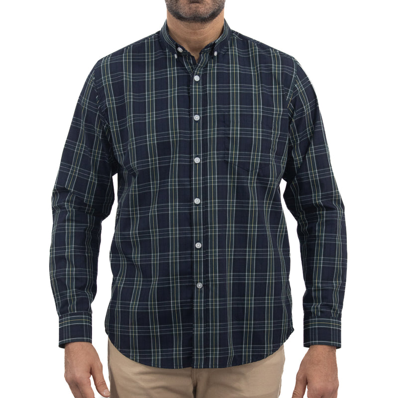 Camisa Azul de Cuadros Manga Larga 2509190