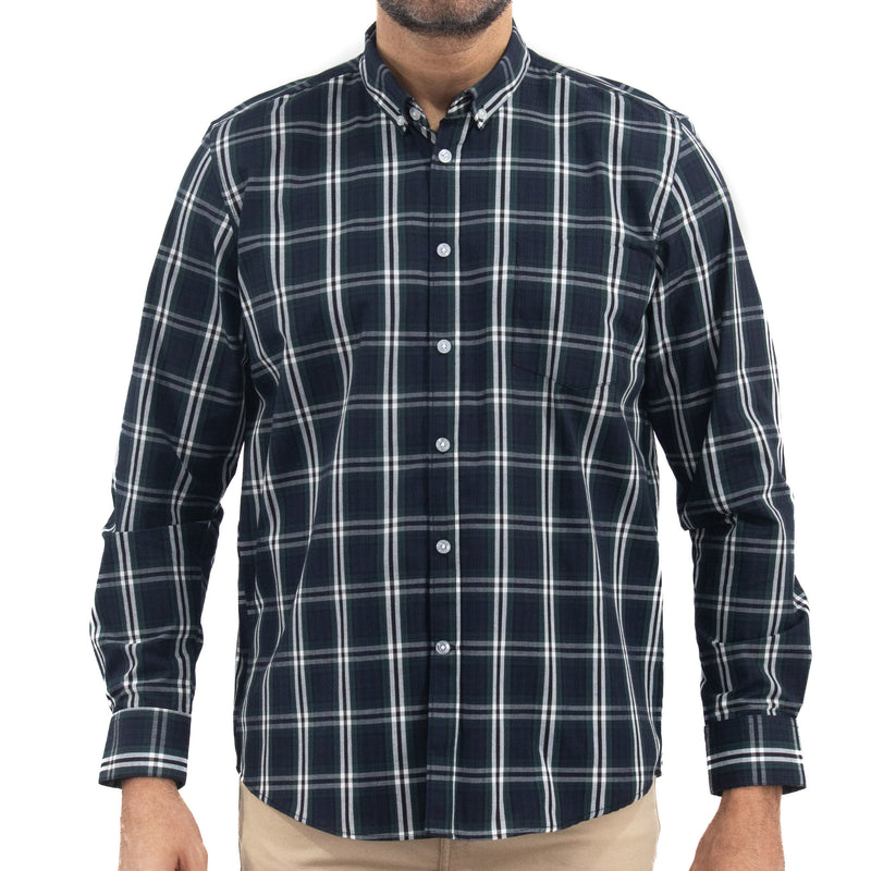 Camisa Azul de Cuadros Manga Larga 2509191