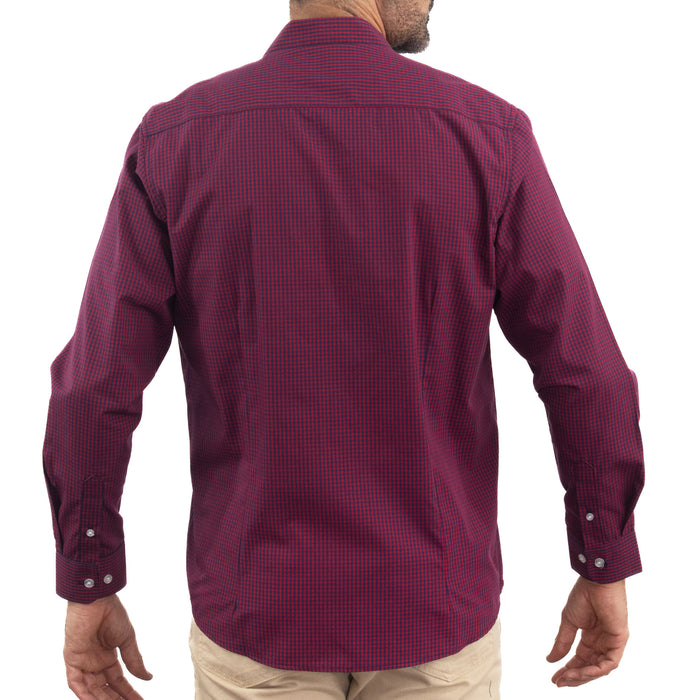 Camisa Guinda de Cuadros Manga Larga 2509194