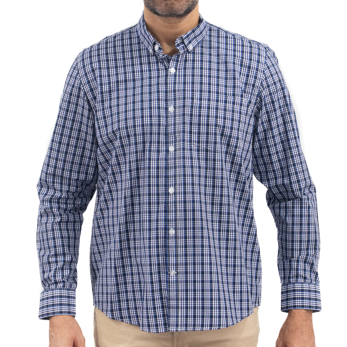 Camisa Azul de Cuadros Manga Larga 2509197