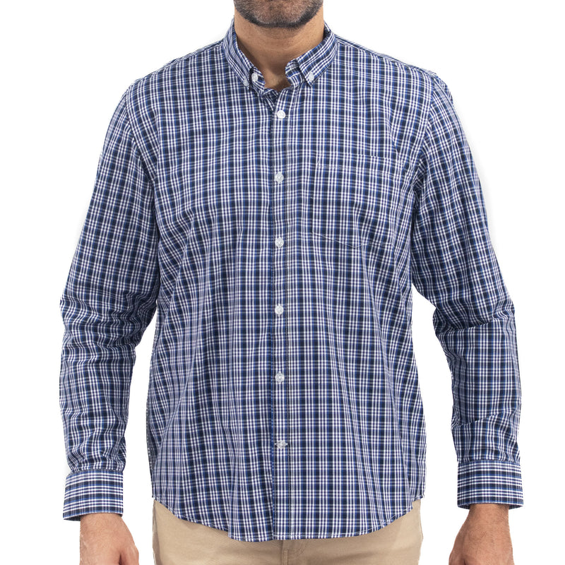 Camisa Azul de Cuadros Manga Larga 2509197