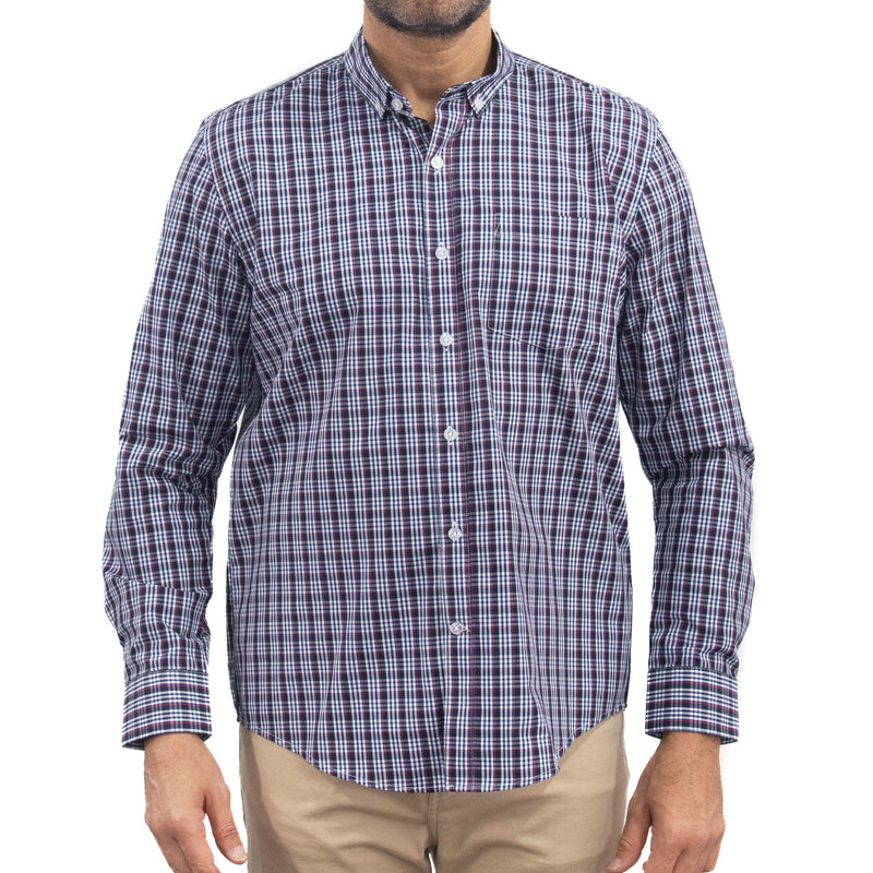 Camisa Azul de Cuadros Manga Larga 2509198