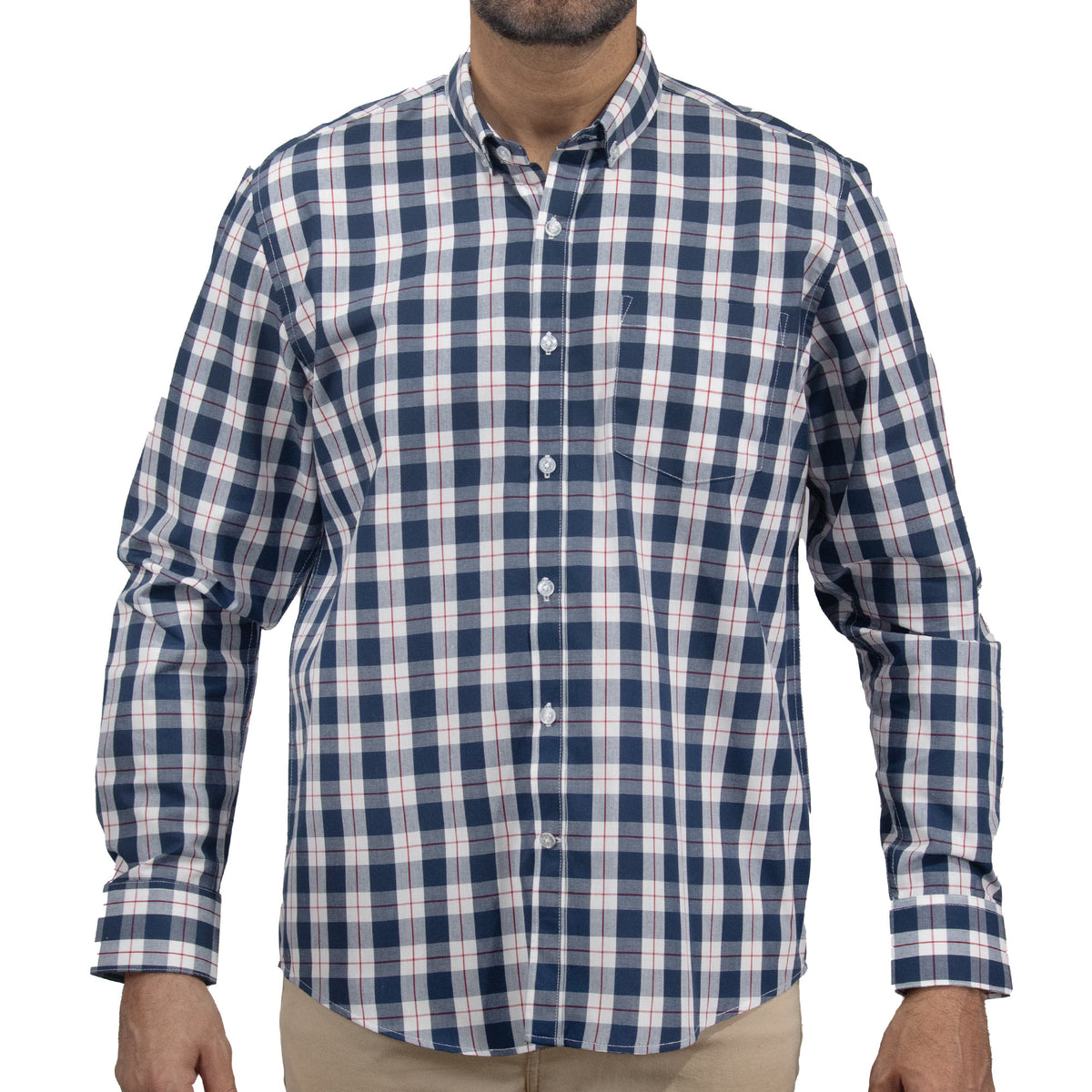 Camisa Azul de Cuadros Manga Larga 2509200