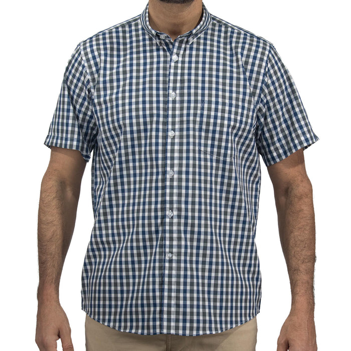 Camisa Azul de Cuadros con Manga Corta 2509203