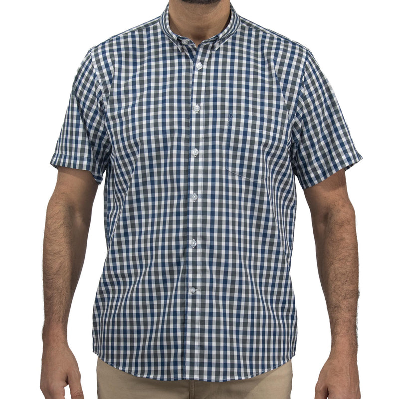Camisa Azul de Cuadros con Manga Corta 2509203