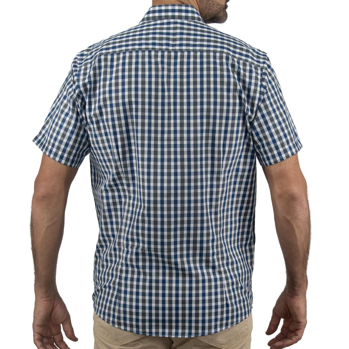 Camisa Azul de Cuadros con Manga Corta 2509203