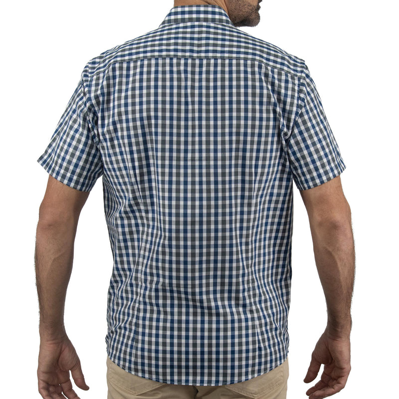 Camisa Azul de Cuadros con Manga Corta 2509203