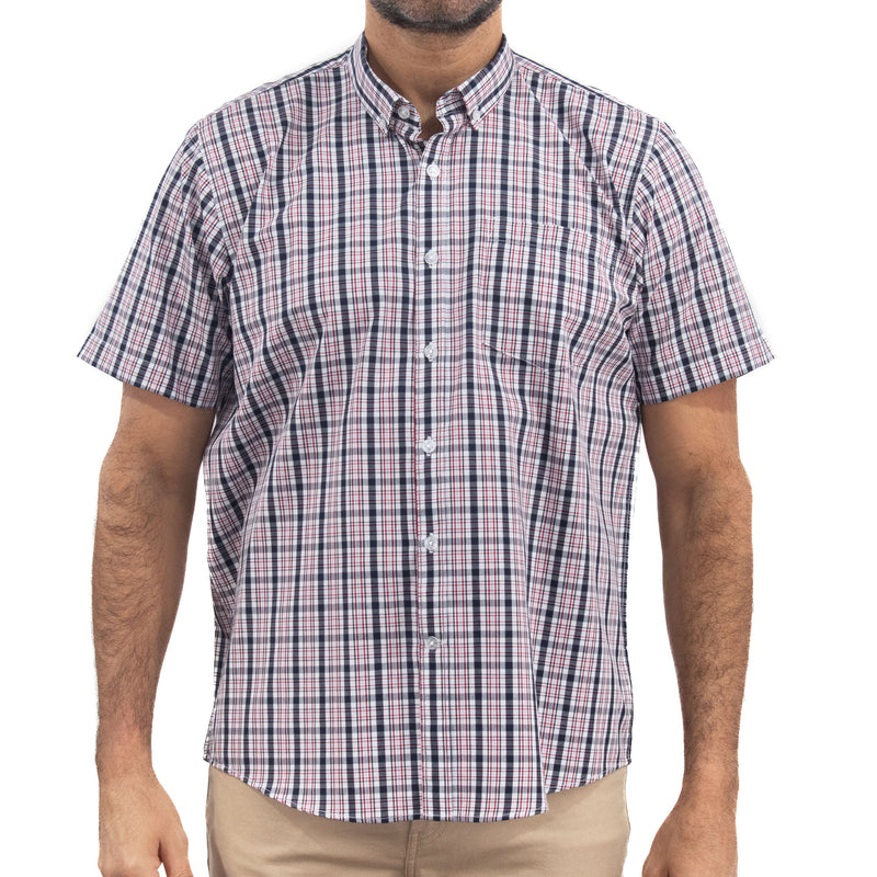 Camisa Azul de Cuadros con Manga Corta 2509205