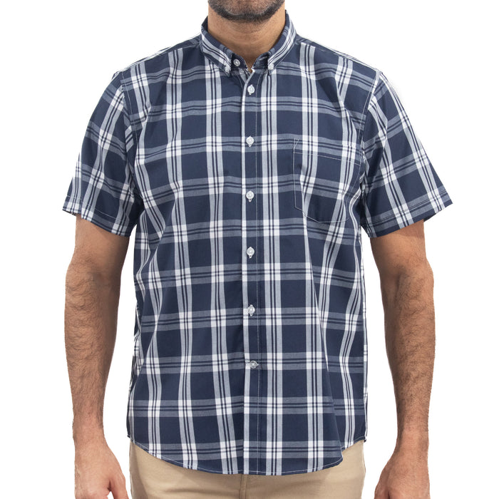 Camisa Azul de Cuadros con Manga Corta 2509207
