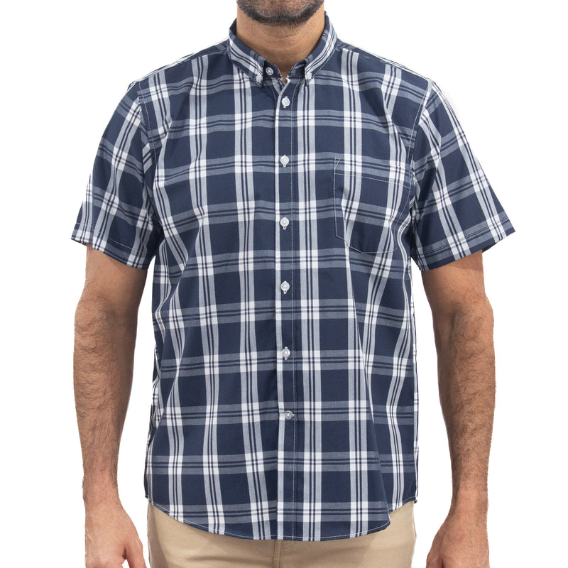 Camisa Azul de Cuadros con Manga Corta 2509207
