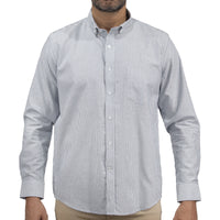 Camisa de Rayas Gris con Manga Larga 100% Algodón BASICO10