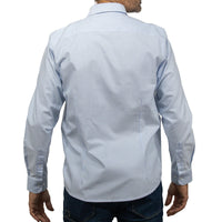 Camisa Rayas Azul con Manga Larga 100% Algodón BASICO11