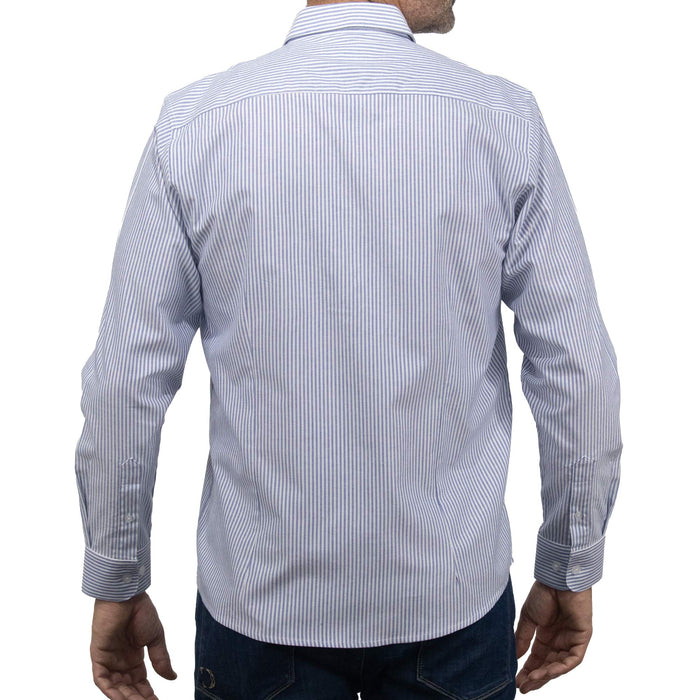 Camisa Rayas Azul con Manga Larga 100% Algodón BASICO12