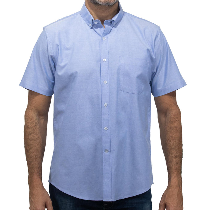 Camisa Lisa Azul con Manga Corta 100% Algodón BASICO14