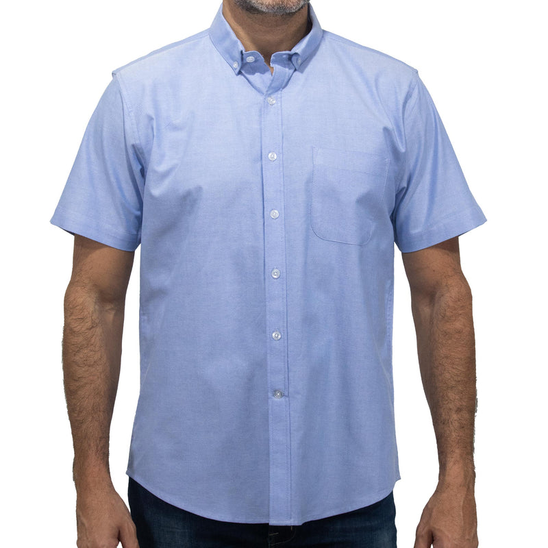 Camisa Lisa Azul con Manga Corta 100% Algodón BASICO14
