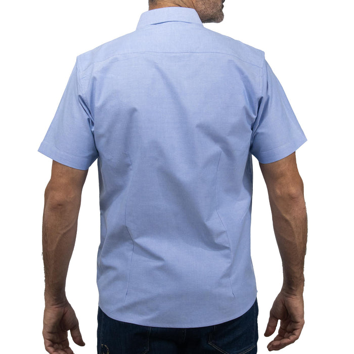 Camisa Lisa Azul con Manga Corta 100% Algodón BASICO14