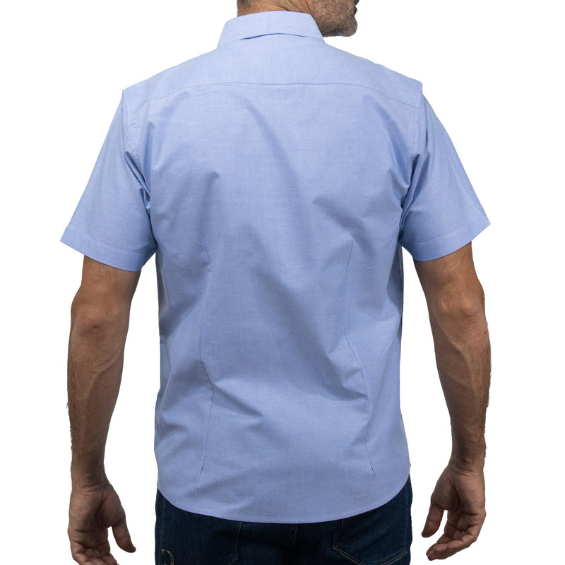 Camisa Lisa Azul con Manga Corta 100% Algodón BASICO14
