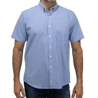 Camisa de Cuadros Azul con Manga Corta 100% Algodón BASICO15
