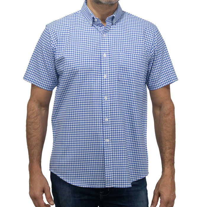 Camisa de Cuadros Azul con Manga Corta 100% Algodón BASICO15