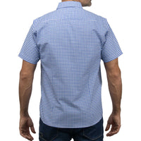 Camisa de Cuadros Azul con Manga Corta 100% Algodón BASICO15