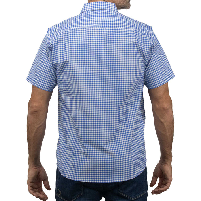 Camisa de Cuadros Azul con Manga Corta 100% Algodón BASICO15