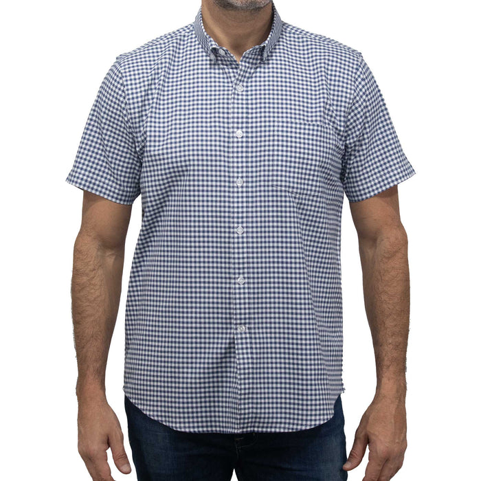 Camisa de Cuadros Azul con Manga Corta 100% Algodón BASICO16