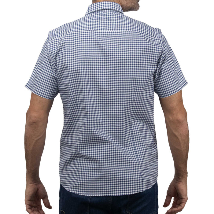 Camisa de Cuadros Azul con Manga Corta 100% Algodón BASICO16
