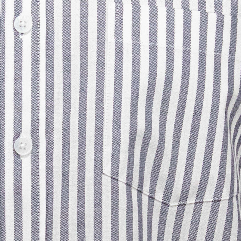Camisa Rayas Gris con Manga Corta 100% Algodón BASICO17