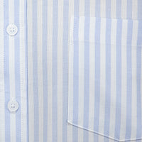 Camisa Rayas Azul con Manga Corta 100% Algodón BASICO18