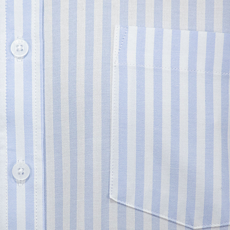 Camisa Rayas Azul con Manga Corta 100% Algodón BASICO18
