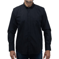 Camisa Lisa Negra con Manga Larga 100% Algodón BASICO19