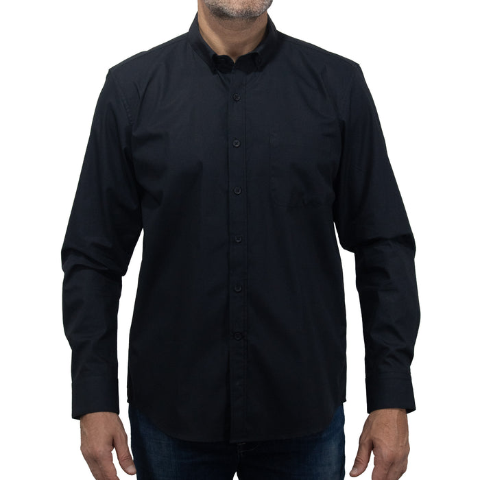 Camisa Lisa Negra con Manga Larga 100% Algodón BASICO19