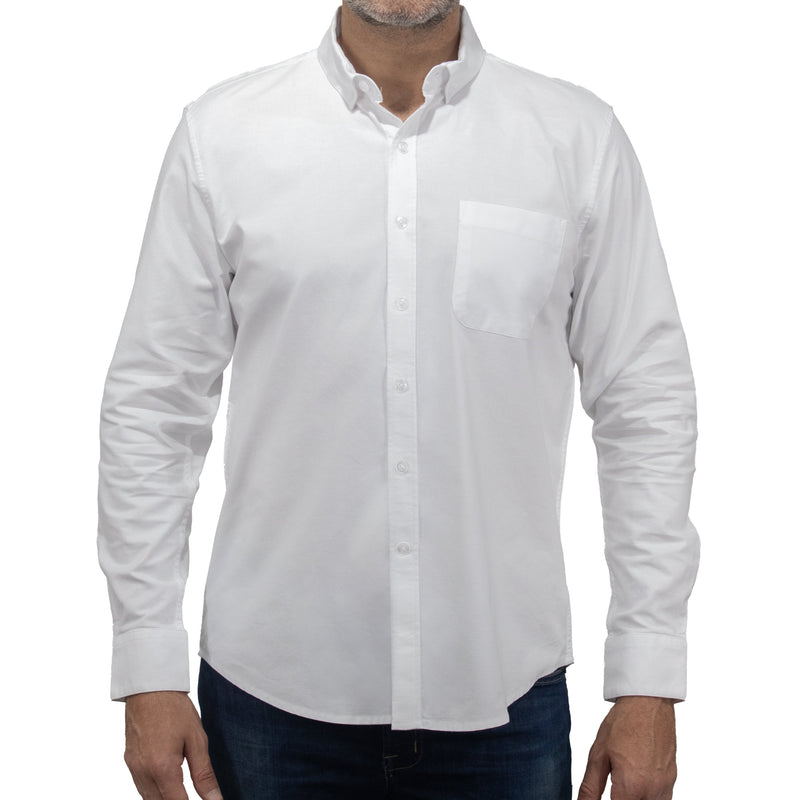 Camisa Lisa Blanca con Manga Larga 100% Algodón BASICO1
