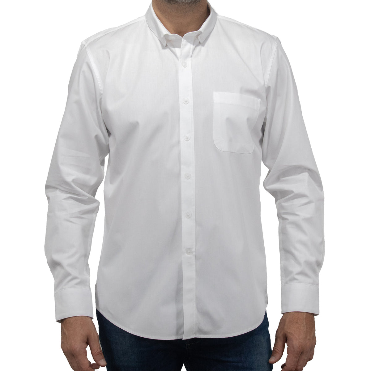 Camisa Lisa Blanca con Manga Larga 100% Algodón BASICO20