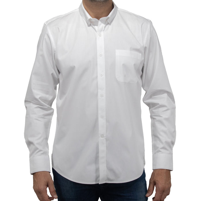 Camisa Lisa Blanca con Manga Larga 100% Algodón BASICO20