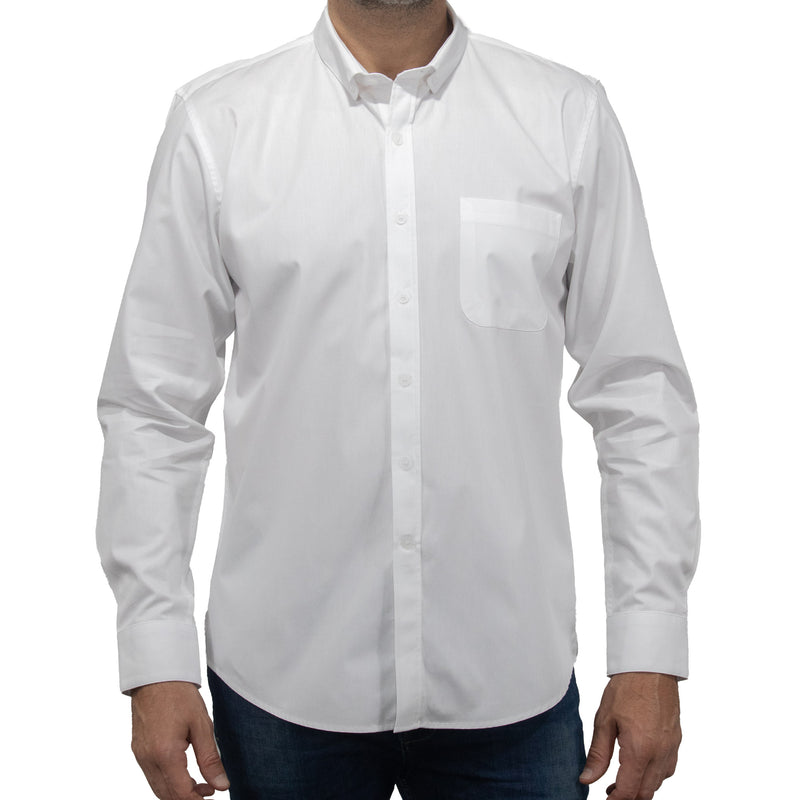 Camisa Lisa Blanca con Manga Larga 100% Algodón BASICO20