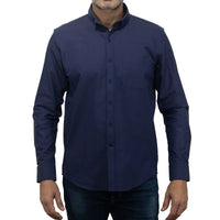 Camisa Azul Lisa con Manga Larga 100% Algodón BASICO3