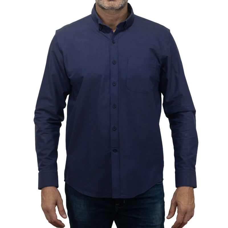 Camisa Azul Lisa con Manga Larga 100% Algodón BASICO3