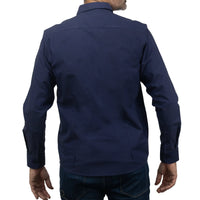 Camisa Azul Lisa con Manga Larga 100% Algodón BASICO3
