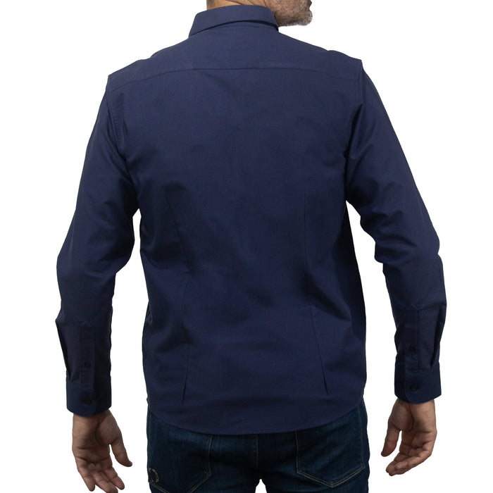 Camisa Azul Lisa con Manga Larga 100% Algodón BASICO3